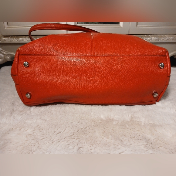 Coach Tyler Tote in an orange/red shade of pebbled leather. - Picture 16 of 16
